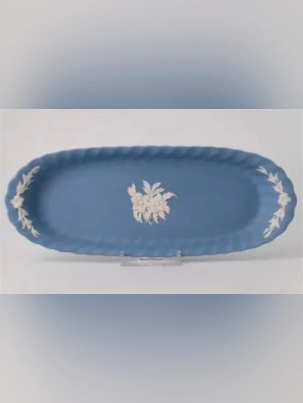 Blue Wedgwood Jasperware Oval Dish with White Relief